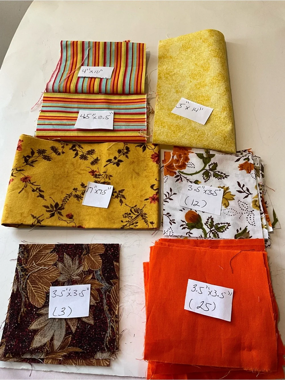 Quilting Sewing Crafts Fabric Orange Brown Gold Cotton - Picture 7 of 7